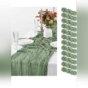 12 Pack Sage Green Table Runner, 10FT Cheesecloth
